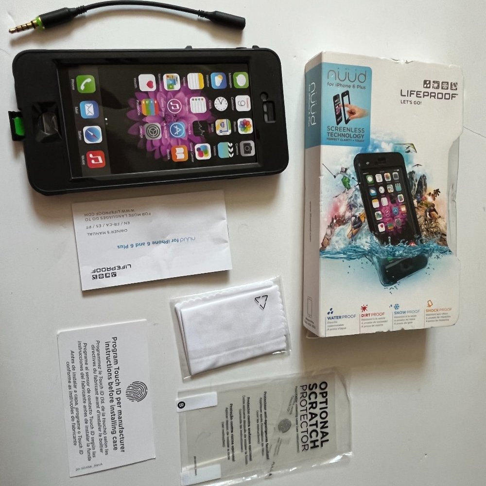 New LifeProof NUUD iPhone 6 Plus Waterproof Case- Black 77-51450